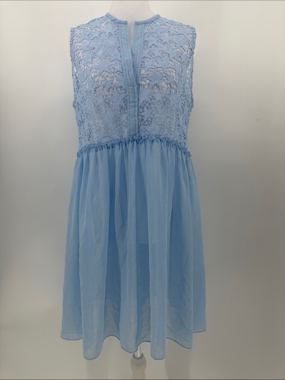 Sandro Paris Blue Lace Chiffon Sleeveless Mini Dress Size 1 ( Small 4/6)